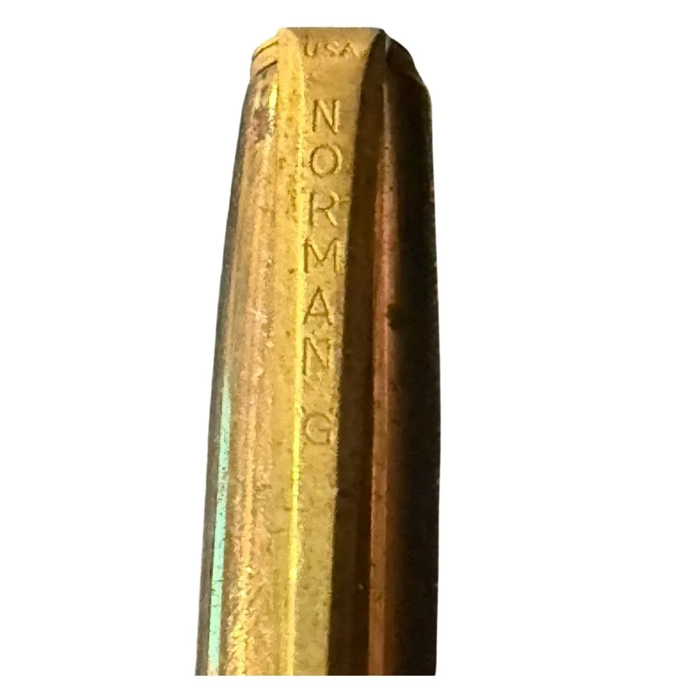 Vintage MCM Norman USA Mechanical Pencil Burgundy Plastic Gold Tone Office Retro
